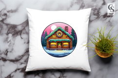 Cozy Wooden Cabin Clipart Sublimation PNG Product Image 3