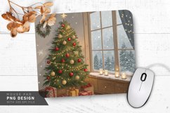 Whimsical Christmas Corner with Glowing Tree Mouse Pad PNG Product Image 1