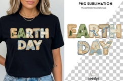 Earth Day PNG Sublimation | Nature Patchwork Lettering Product Image 1