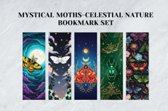Mystical Moths Celestial Nature Bookmark Set,Printable Witch Product Image 3