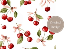 Watercolor Cherry Tumbler Wrap, Berries Tumbler, Cherry PNG Product Image 3