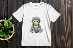 Cute Watercolor Baby Gorilla Clipart Sublimation PNG Product Image 3