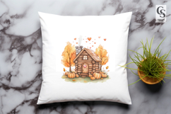 Autumn woodland house Clipart Sublimation PNG Product Image 3