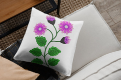 Vibrant Pink Floral Stem Embroidery Design Product Image 3