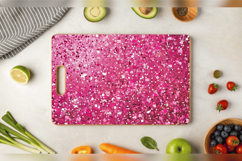 Bright Pink Glitter Cutting Boards sublimation Design Product Image 3