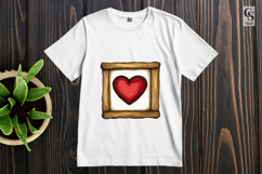 Rustic Wood Frame Heart Illustration Clipart Sublimation PNG Product Image 2