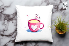 Cute Coffee Cup With Heart Clipart Sublimation PNG Product Image 3