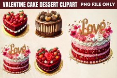 Valentine cake Dessert Clipart Bundle PNG Product Image 3