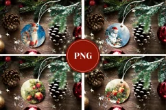 Watercolor Santa Claus Ornaments, Snowman Round Ornaments Product Image 3