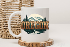 Oregon State PNG, Vintage Mountain Lake Forest Sublimation Product Image 3
