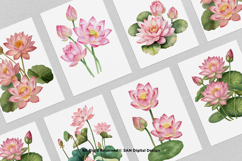 15 Bundle Watercolor Lotus Flower Meditation Elegant Floral Product Image 3