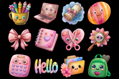 Back to School Png, Kawaii School Watercolor Clipart Product Image 3