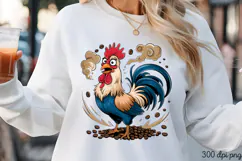 Rooster on coffee beans PNG, Animal Funny Quotes Sublimation Product Image 3