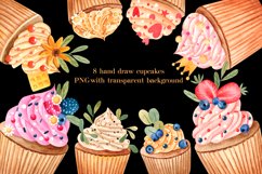 Cupcakes clipart, Watercolor birthday cupcake sublimation Product Image 4