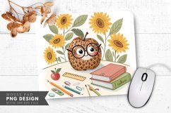 Leopard Print Apple Sunflowers and Pencils Mouse Pad PNG Product Image 1