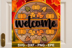 Fall Welcome Sign SVG Round | Pumpkin Leaf Autumn Door Decor Product Image 3