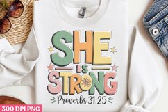 She is strong proverbs 31:25 PNG, Retro Christian PNG Product Image 3