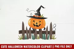 Cute Halloween Watercolor Clipart PNG Product Image 4
