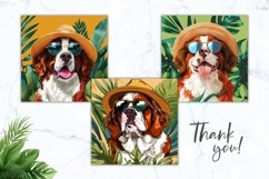 Summer Dog Square Coasters PNG, Saint Bernard Square Coaster Product Image 3