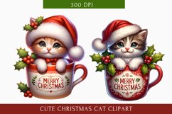Cute Christmas Cat clipart, Cat Sublimation Product Image 1