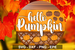Hello Pumpkin Round Sign SVG | Fall Door Hanger Product Image 3