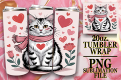 Whimsical Delight 20oz tumbler wrap, Valentines Cat Product Image 1