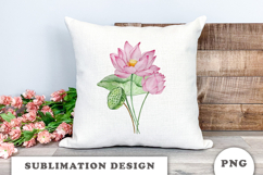 Watercolor Water Lilly Flowers Bouquet png Product Image 3