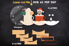 Christmas Snow Globe Cat SVG laser cut file for Glowforge Product Image 3
