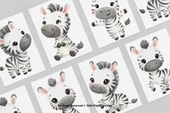 15 Bundle Watercolor Zebra Baby striped Animal Wildlife Product Image 3