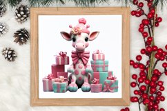 Cute Pink Christmas Animals Clipart Sublimation Product Image 3