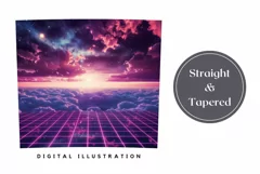 Retro Wave Tumbler Wrap, Neon Pink Tumbler Sublimation Product Image 3