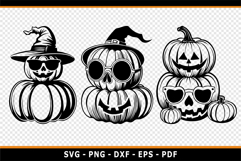 Pumpkin Faces SVG, Funny Scary Halloween Pumpkin Faces SVG Product Image 3