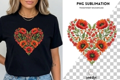 Floral Heart PNG | Red Poppy Flower Heart Clipart | Romantic Product Image 3