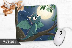 Moonlit Dragon Perched in a Tree Mouse Pad PNG Design Product Image 1