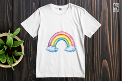 Watercolor Rainbow with Clouds Cute Pastel Clipart PNG Product Image 3