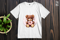 Teddy Bear With Heart Donut Clipart Sublimation PNG Product Image 2
