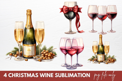 Christmas Wine Sublimation Clipart Product Image 1