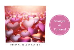 3D Glitter Love Hearts Tumbler, Valentine&#039;s Day Tumbler PNG Product Image 3