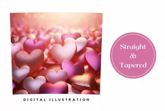 3D Glitter Love Hearts Tumbler, Valentine's Day Tumbler PNG Product Image 3