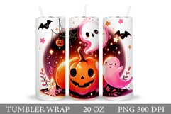 Cute Ghost Tumbler Sublimation. Ghost Halloween Tumbler Product Image 1