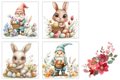 Easter Bunny Square Coasters, Easter Gnome Square Coaster Product Image 3