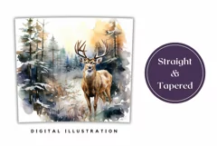 Watercolor Christmas Tumbler Wrap, Winter Deer Sublimation Product Image 3