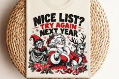 Funny Rude Santa Christmas PNG, Nice List Try Again Next Yea Product Image 3