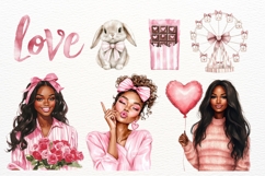 Black Girl Valentine Day Clipart Set Product Image 3