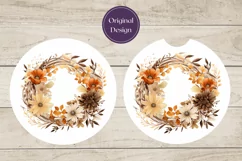 Watercolor Flowers Car Coaster, Autumn Wreath Sublimation Product Image 3