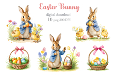 Easter Bunny Clipart PNG Bundle. Spring Easter Clipart Desig Product Image 3