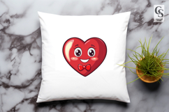 Cute Red Heart Cartoon Face Clipart Sublimation PNG Product Image 3