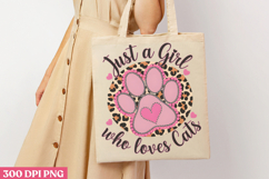 Just A Girl Who Loves PNG, Cat Mom Sublimation PNG Product Image 1