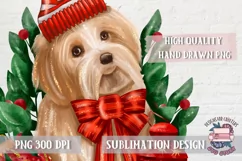 Christmas dog Sublimation Puppy Bichon PNG Product Image 4