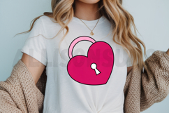 Pink Heart Shaped Padlock Illustration On White Background Product Image 3